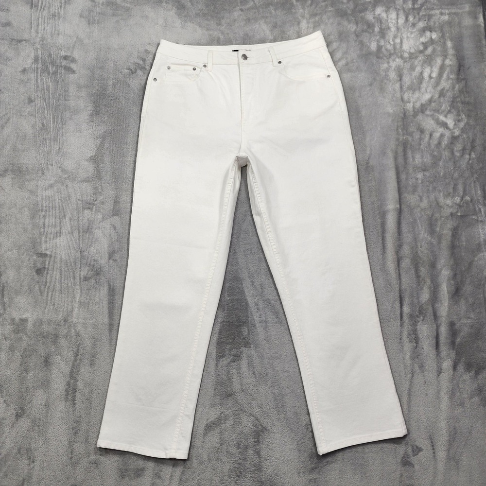 Frye Jeans Womens 12/31 White High Rise Cuffed Crop Straight Leg Stretch Casual